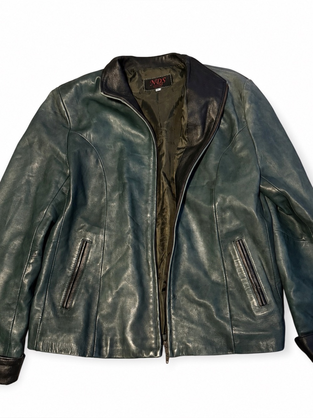 Italian Green Leather Zip Jacket
